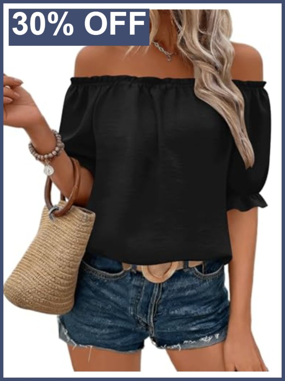 Off Shoulder Short Sleeve Cotton Stretch Shirt Women's